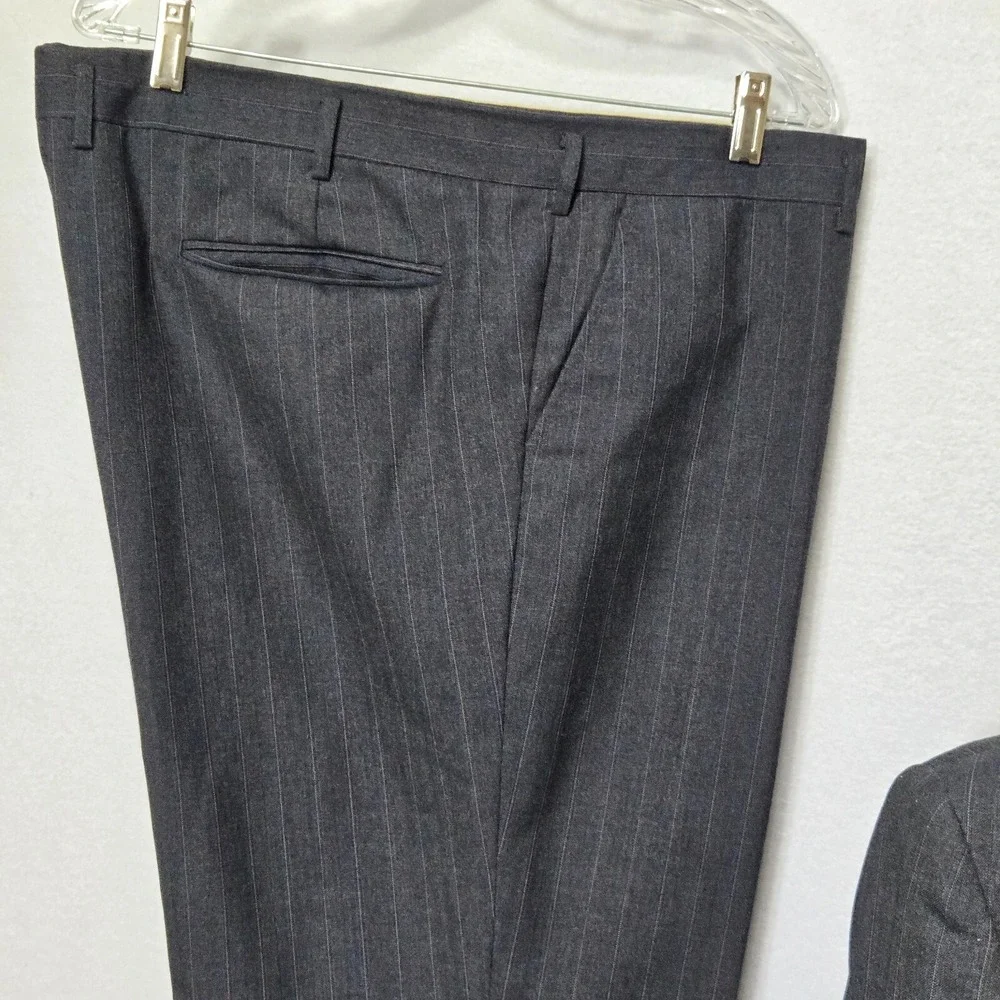 Witty Brothers Classic Pants Suit Mens Black L50/45 Black Pinstripe Wool Blend
